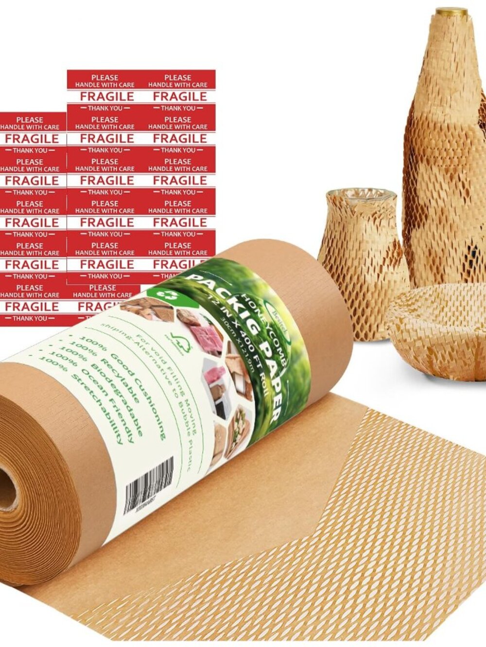 Honeycomb Packing Paper for Moving, Protective Wrapping Paper 12" x 400ft